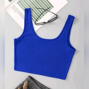 BLUE WOMENS CROPPED TANK TOP 💙 SIZE SMALL